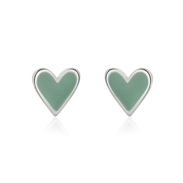 Mini Heart Studs with Mint Enamel