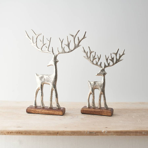 Brushed Silver Reindeer on Stand, 23cm