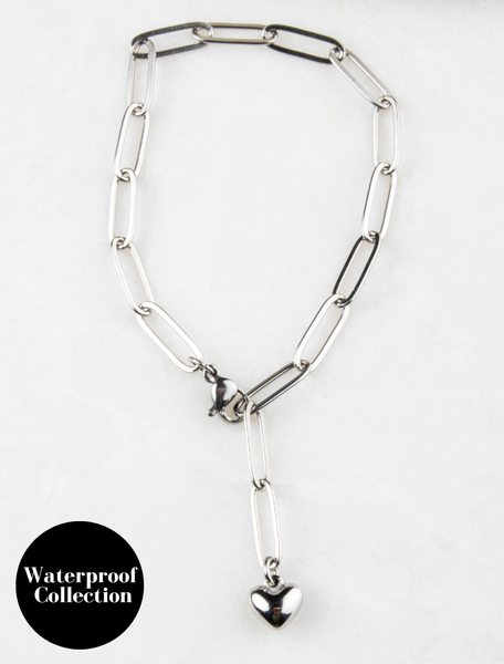 Samara Adjustable Waterproof Paperlink Bracelet - Silver/Stainless Steel