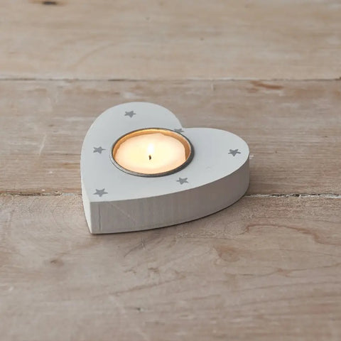 Wooden tealight holder heart shaped