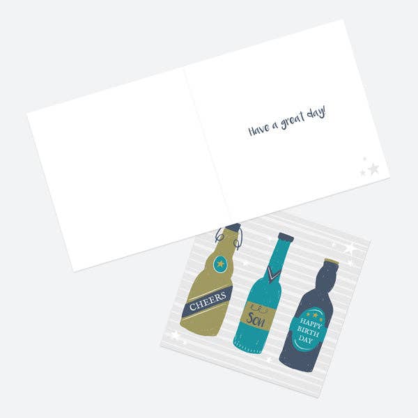 Son Birthday Card - Beer Bottles - Cheers Son