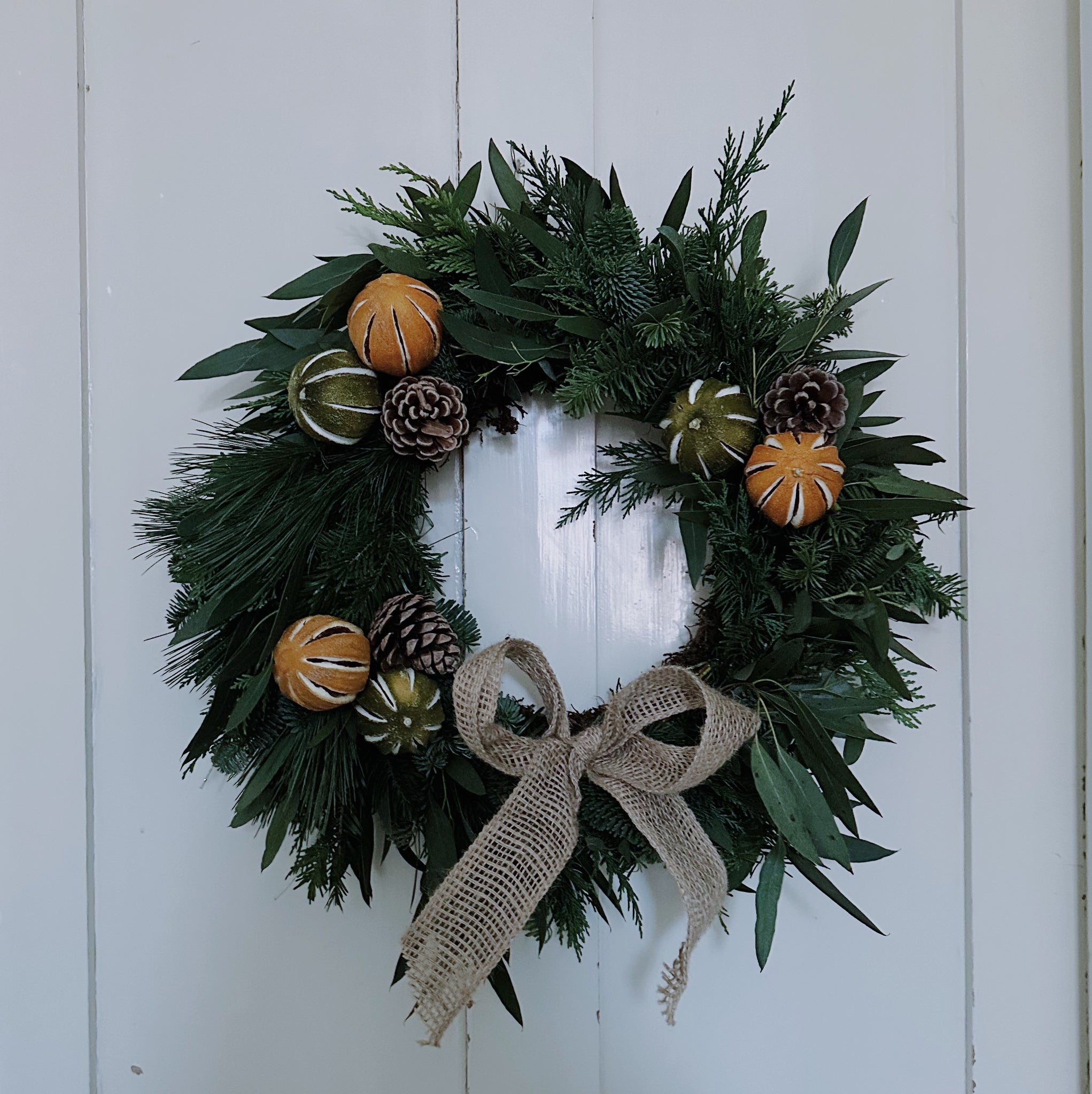 Handmade Christmas fruits Wreath - Hessian