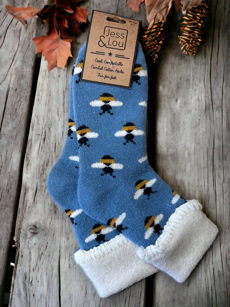 Bees Super Cosy Cuff Socks