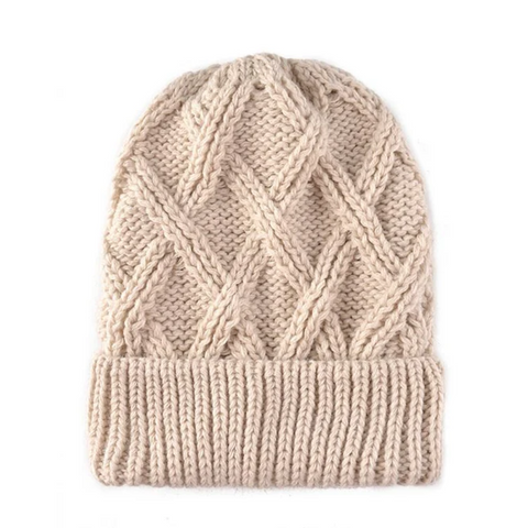 Oatmeal Cross Knitted Hat