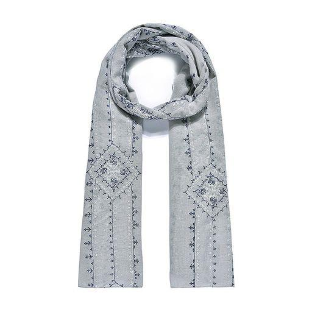 Grey Embroidered Scarf