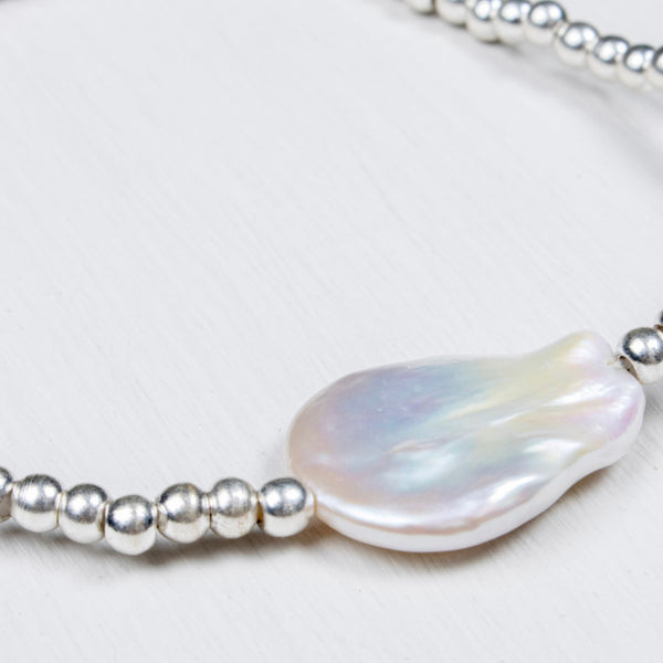 Ocean Bracelet - Silver Plated & Baroque Pearl