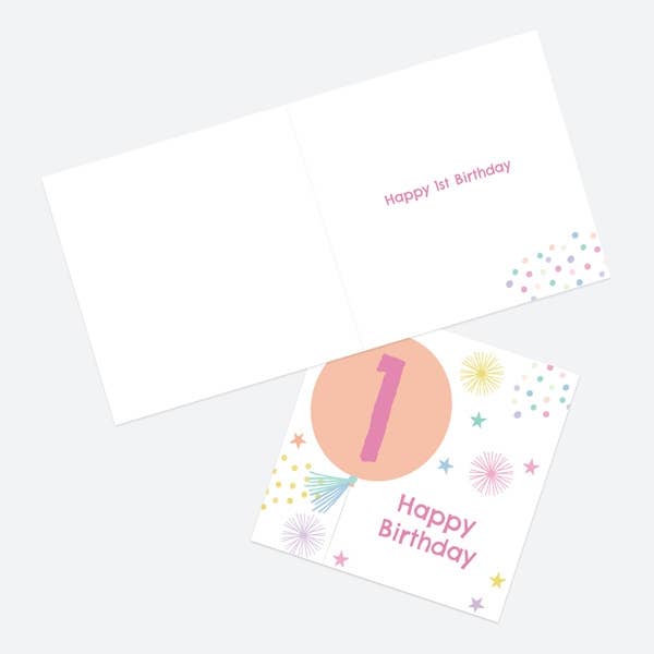 Kids Birthday Card - Girls Balloons Age 1