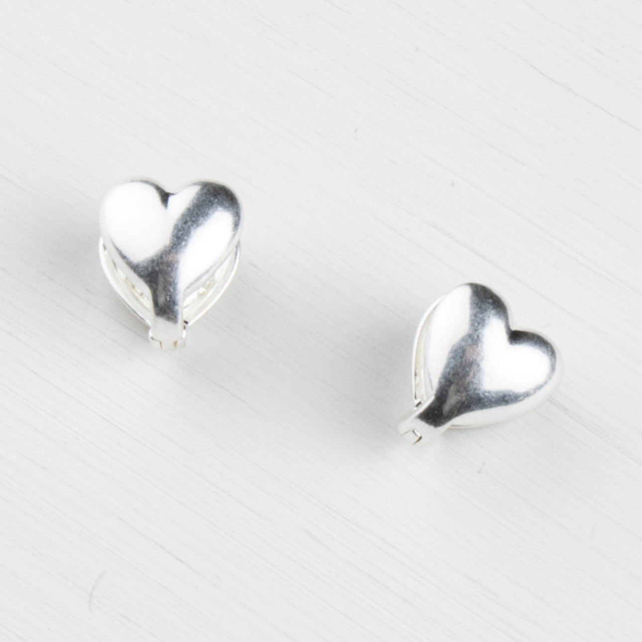 Hollie Heart Huggies - Silver Plated