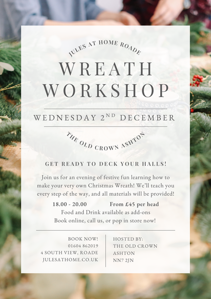 Christmas Wreath Making Workshop - The old Crown Ashton 2nd December