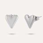 White gold plated stainless heart earrings