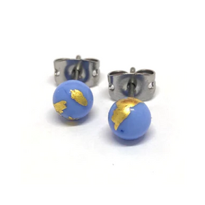 Periwinkle and Gold Glass Studs