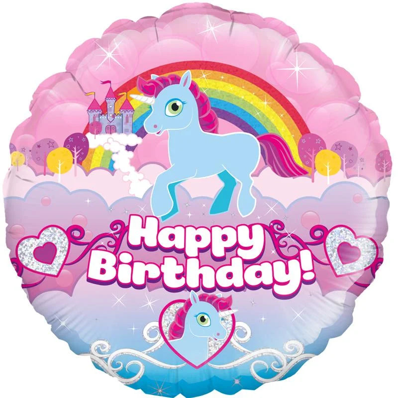 "Happy Birthday!" Unicorn Rainbow Helium Balloon