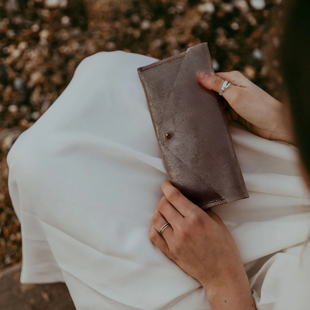 Bronze Leather Clutch Purse