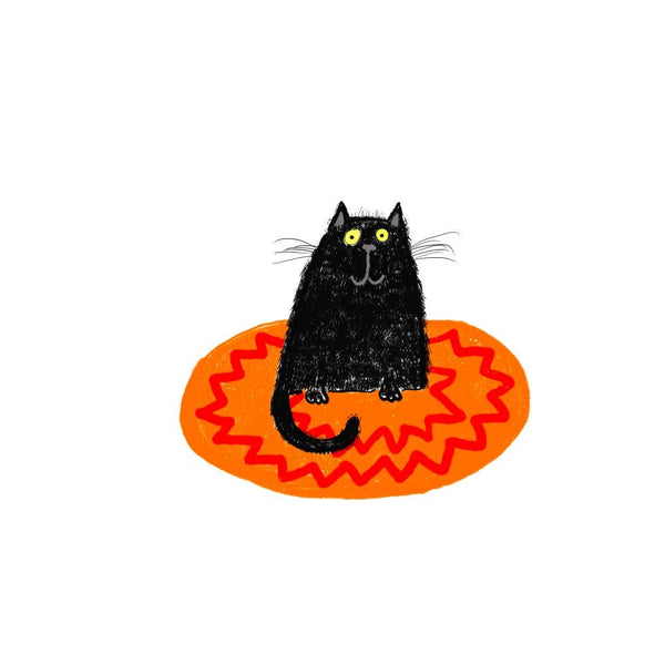 Cat on a cosmic mat - Blank Greetings card