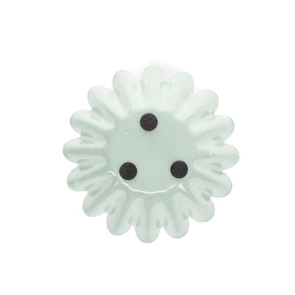 Enamel Cupped Flower Candle Holder - Light Grey