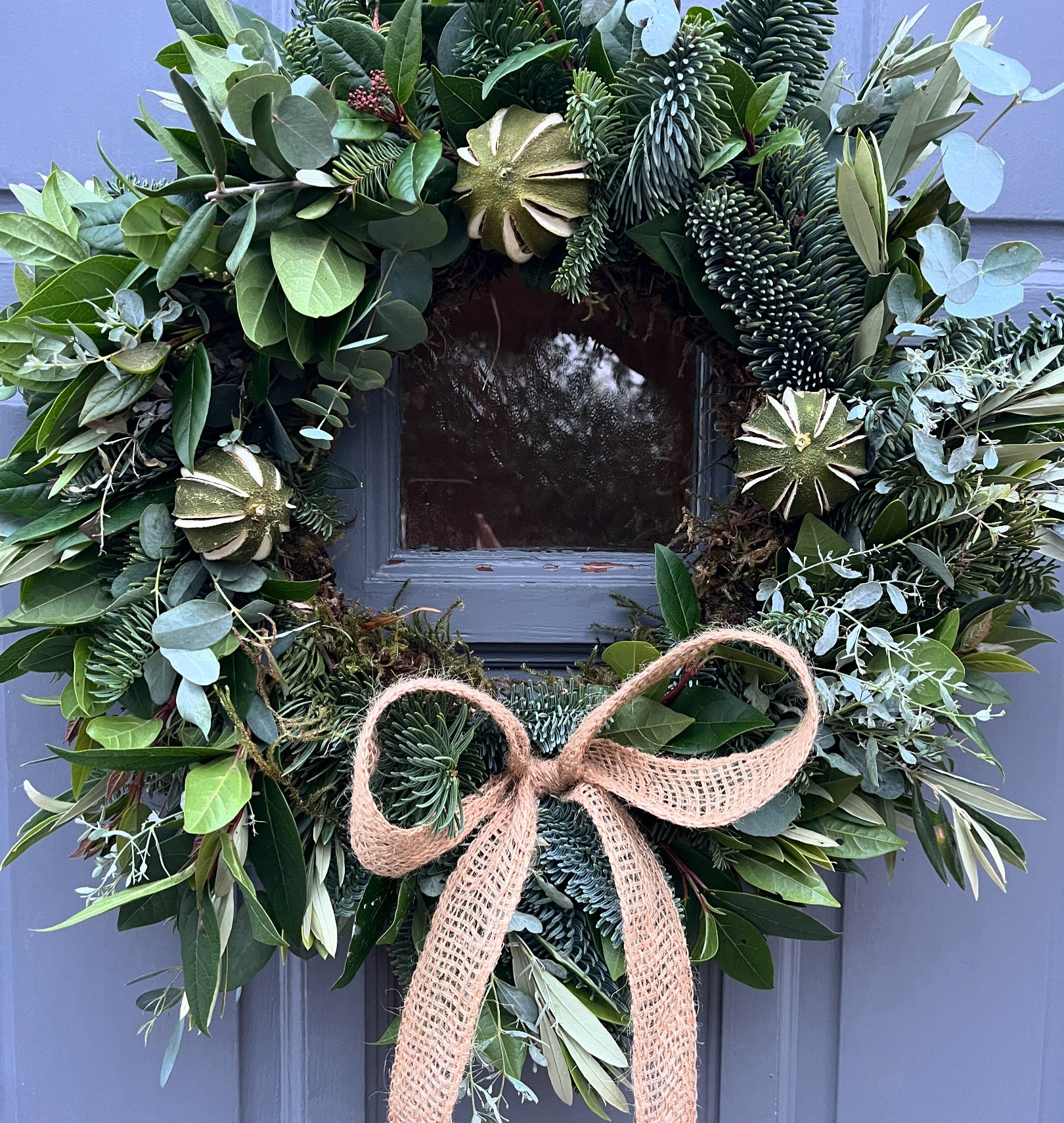 Natural olive, eucalyptus and lime wreath large