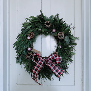 Large Handmade Christmas Wreath - Gingham pre - order now