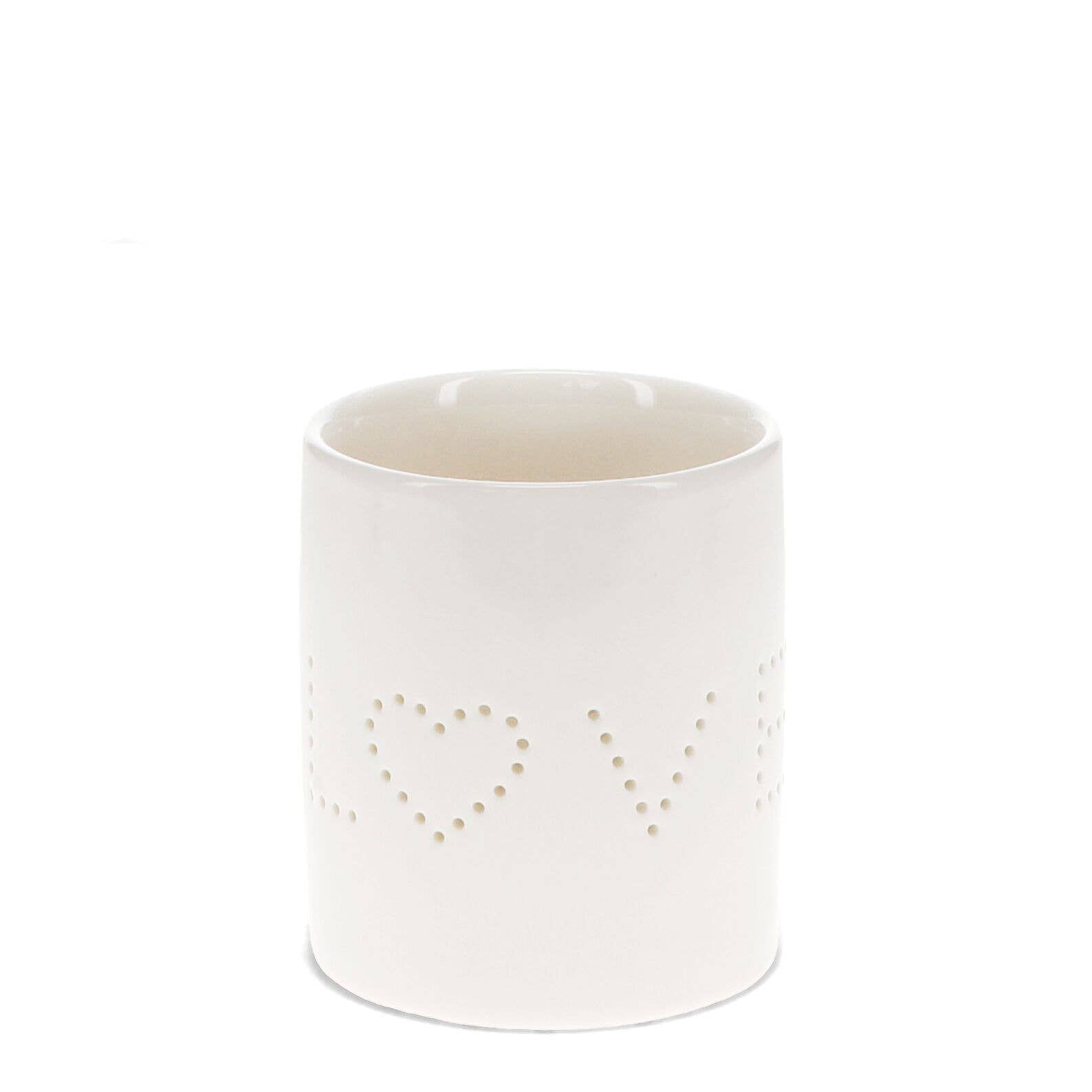 Glossy Ceramic Tealight Holder - Love
