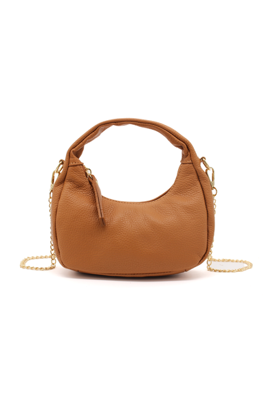 Chic Genuine Italian Leather Crossbody Bag with Elegant Chai