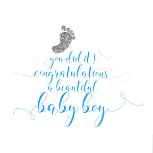 Baby boy glitter card