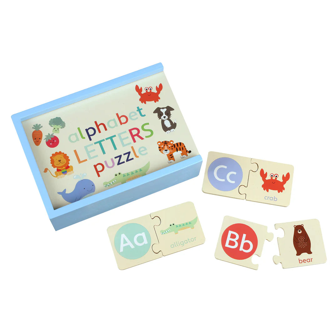 Wooden puzzles in a box