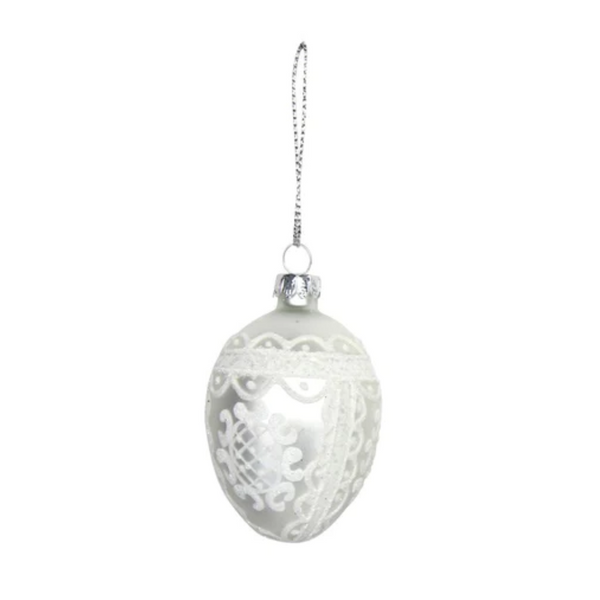 White Faberge Egg Hanging Decoration