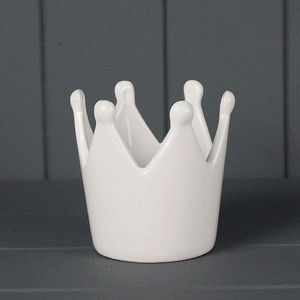 White Ceramic Crown Tealight Holder