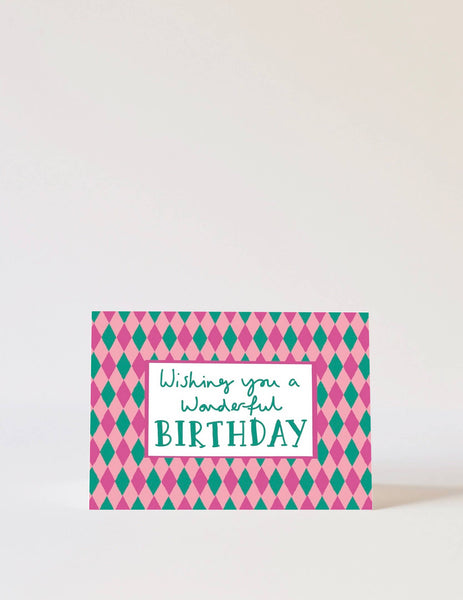 Wonderful Birthday Harlequin Card
