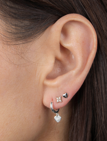 Claude Tiny Heart Huggies Earring - Sterling Silver 925