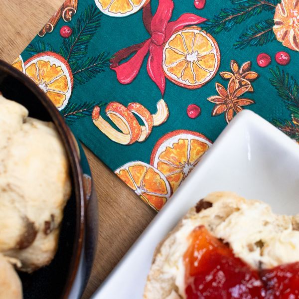 Green Orange And Cinnamon Festive Paper Napkins