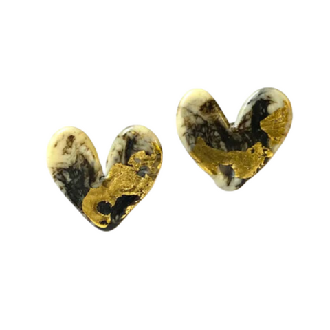 Stone Glass Heart Earrings