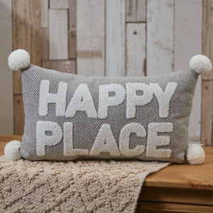 "Happy Place" Herringbone Cushion