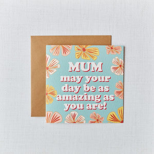 "Amazing Day, Mum" Retro Floral Greeting's Card
