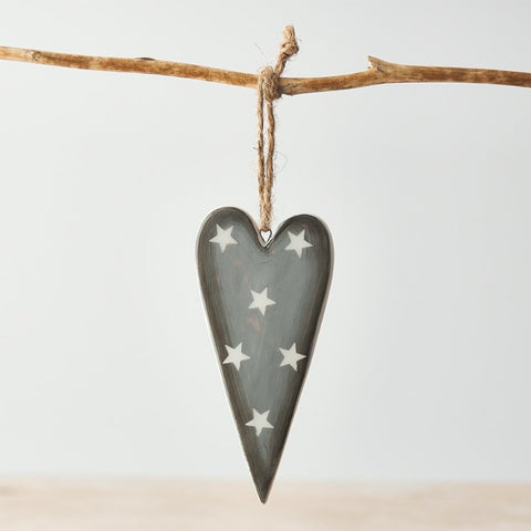 Hanging Grey Heart Ornament