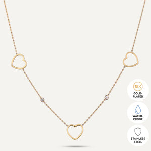 Dainty heart necklace 18k gold plated