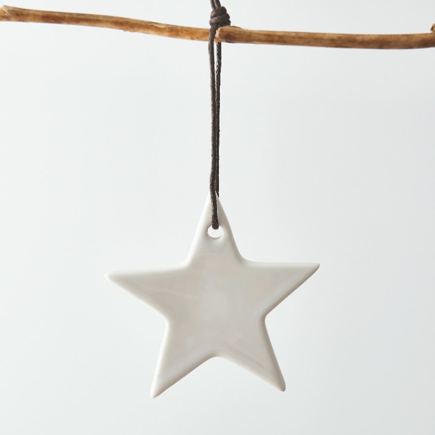 Hanging White Ceramic Star