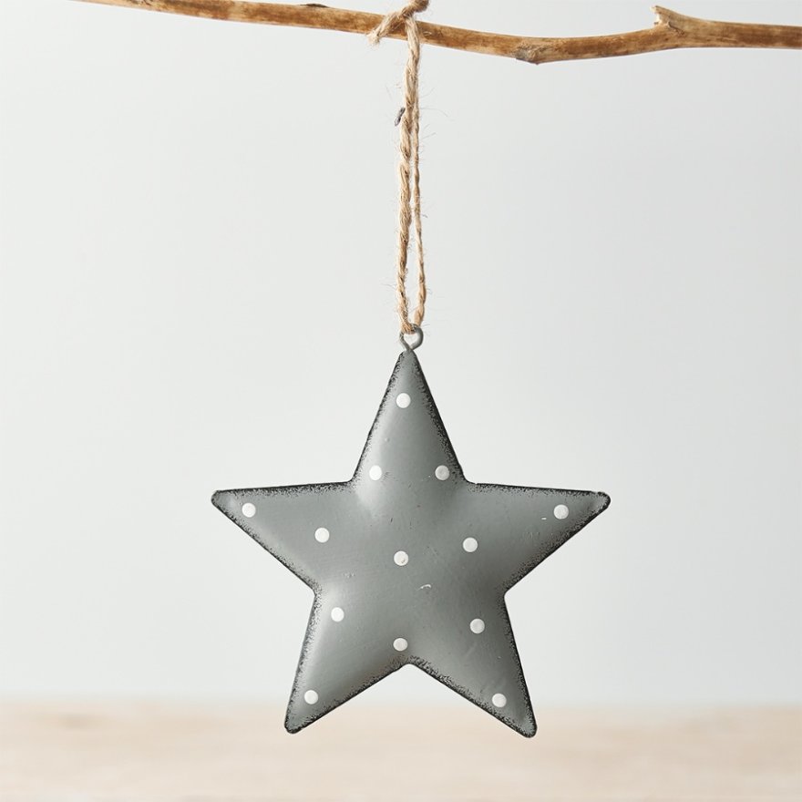 Grey Metal Star with Dotty Print