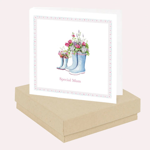 Crumble and core Lovely Mum boxed card and wellies