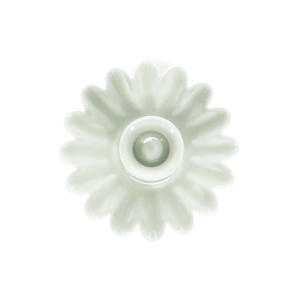 Enamel Cupped Flower Candle Holder - Light Grey