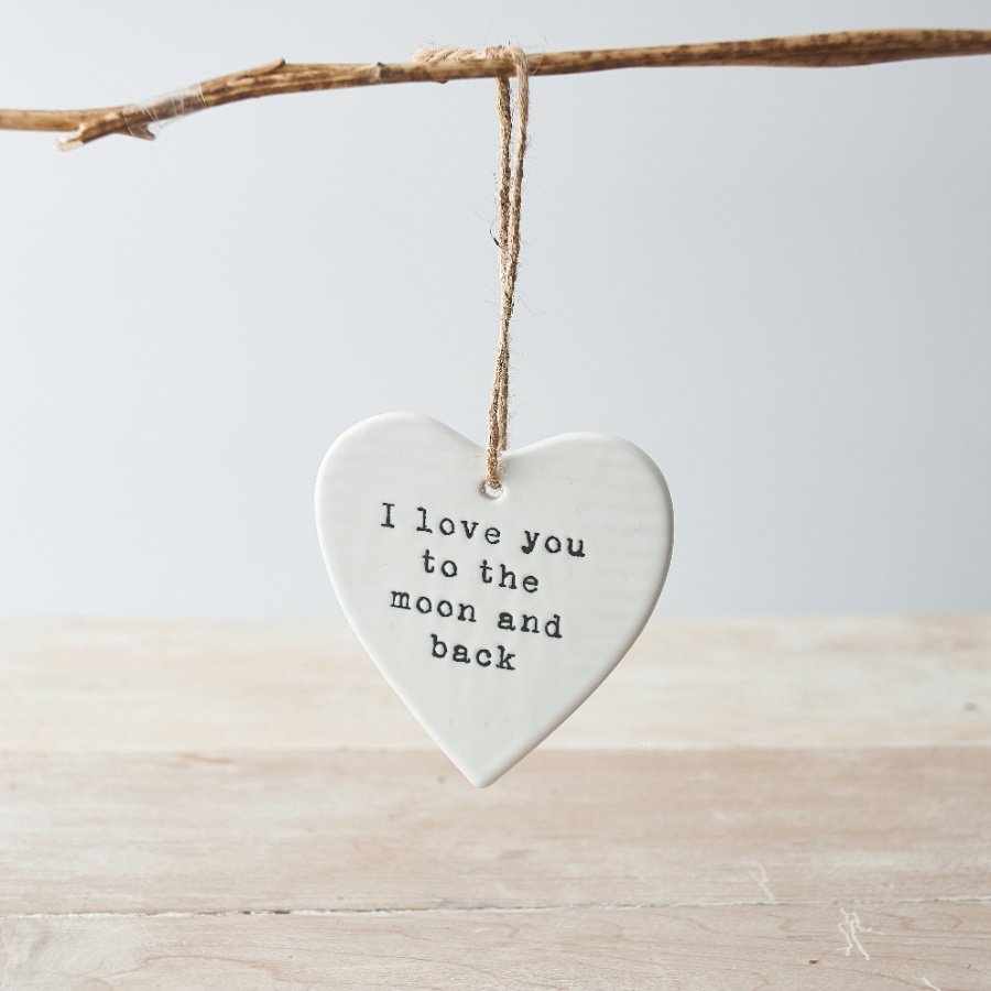 "To the Moon and Back" Hanging Ceramic Heart