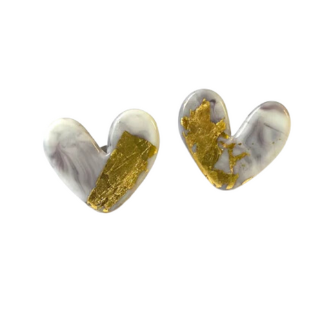 Agate Glass Heart Earrings