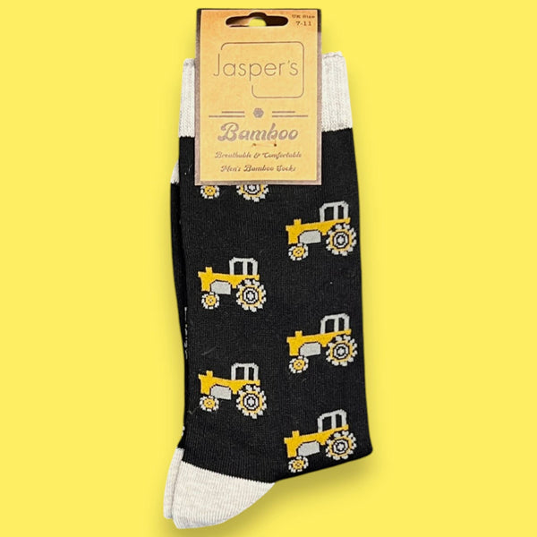 Harvest Style: Mens Black Tractor Bamboo Socks BM160