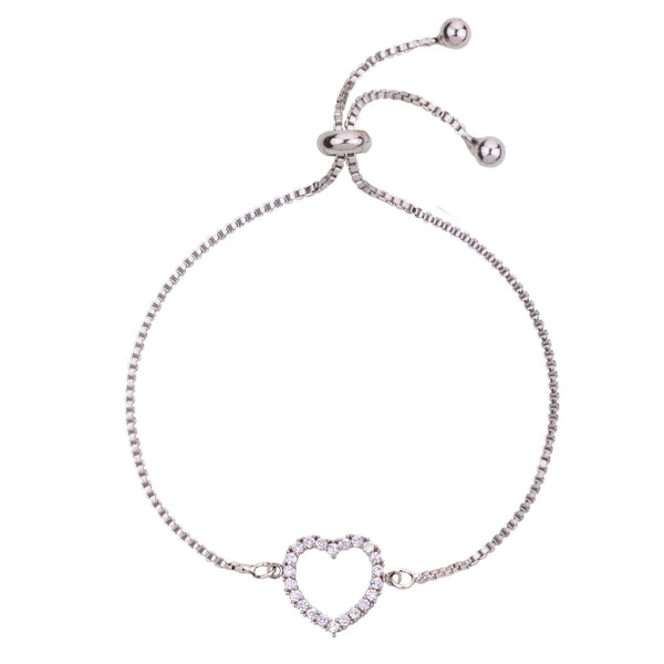 Vivienne Heart Drawstring Bracelet In White Gold