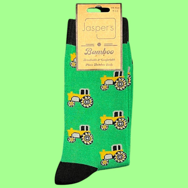 Harvest Style: Mens Green Tractor Bamboo Socks BM161