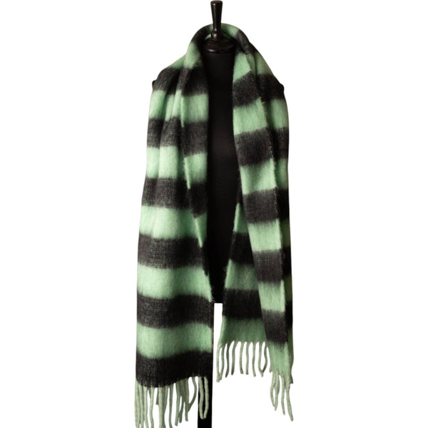 Black and Green Striped Chunky Winter Scarf SW751