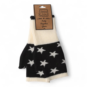 Black/White Star Fingerless Glove/Wrist Warmer GL113