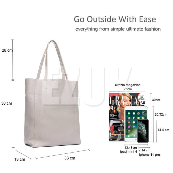 Italian Leather Large Shopper Tote with Tie Closure