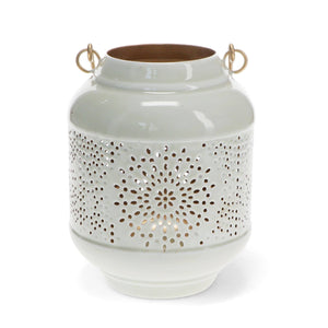 Enamel Tealight Lantern - Light Grey