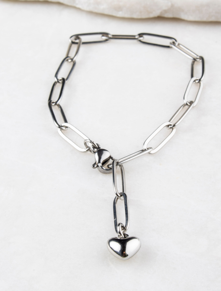 Samara Adjustable Waterproof Paperlink Bracelet - Silver/Stainless Steel