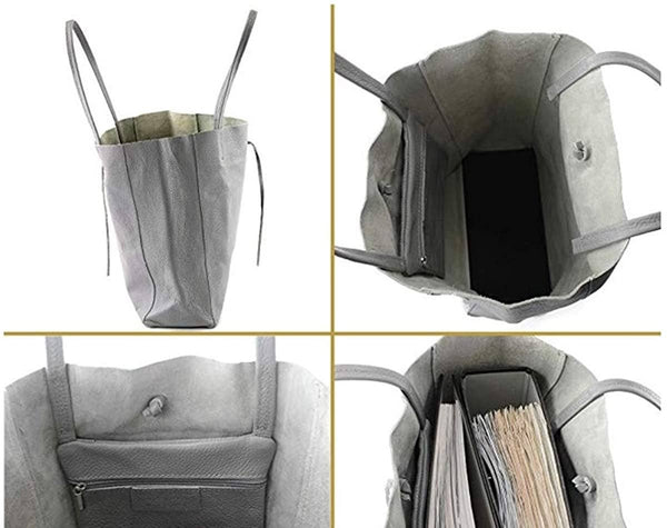 Italian Leather Large Shopper Tote with Tie Closure